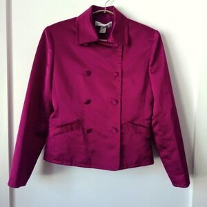 VTG Anne Klein Magenta Jacket Blazer Womens 6‎ Bold Pink 80s Maximalist Dopamine